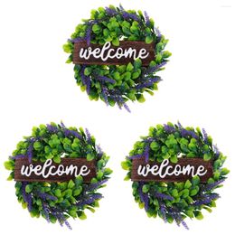 Decorative Flowers Welcome Wreathsign Door Front Signs Board Eucalyptus Garland Home Wreaths Party Porch Simulation Greenery Floral Decor