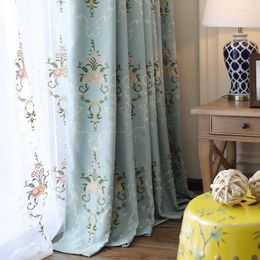 Curtain American Curtains For Living DiningRoom Bedroom Cotton And Linen Embroidered Fresh Tulle Finished Product Customization