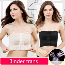 Women's Shapers Lesbian Breathable Buckle Short Chest Breast Binder Trans With Bra Straps Tops Tomboy Intimates Shaper