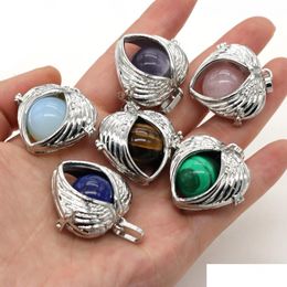 Charms Natural Stone Ball Chakela Heart Seven Chakras Reiki Healing Chakra Rose Quartz Crystal Pendant For Necklace Jewelry Dhgarden Dhuqz