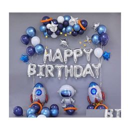 Party Decoration Outer Space Theme Astronaut Rocket Foil Balloons Galaxy Boy Kids Birthday Decor Favors Helium Globalsparty Drop Del Dhcua