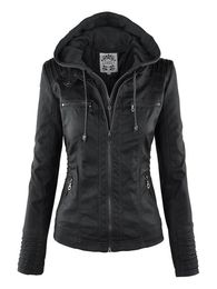Womens Leather Faux Gothic Jacket Women Hoodies Winter Autumn Motorcycle Black Outerwear PU Basic Coat 230131