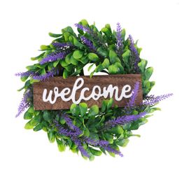 Decorative Flowers 1Pc Emulation Lavender Door Wreath Christmas Garland Faux Eucalyptus Hanging Sign