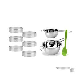 Baking Pastry Tools 6 Pack Stainless Steel Tart Rings With 2 Double Boiler Melting Pot Sile Spata Drop Delivery Home Garden Kitche Dhtny