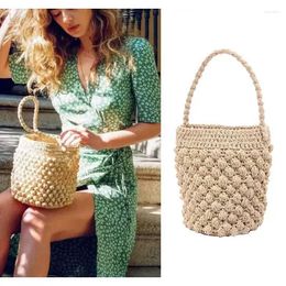 Evening Bags Bohemian Straw For Women Cylinder Beach Handbags Summer Rattan Shoulder Handmade Knitted Travel Big Totes Bag 2023