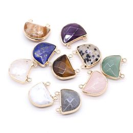 Charms Semicircle Natural Stone Chakra Rose Quartz Healing Reiki Amethyst Crystal Pendant Finding For Diy Men Necklaces Jewe Dhgarden Dhslh