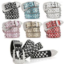 Belts Brand Harajuku Hip Ladies Dress Punk Pants Bands Pin Buckle Waistband Bling Diamond Leather Belt