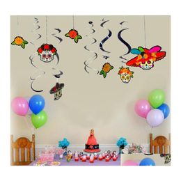 Party Decoration Mexico Day Of The Dead Hanging Swirl Ceiling Pendant And Fack Mask Set Spiral Streamers Whirls Drop Delivery Home G Dhwvx