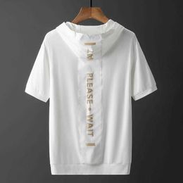 Men's T-Shirts Summer Thin short-sleeve Hoodie men hoodie loose applique embroidery casual fashion half-sleeve t-shirt men Hoodie Y2302