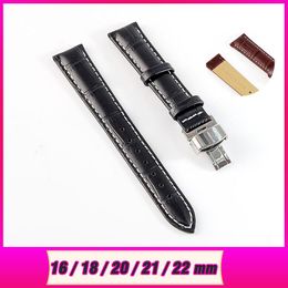 Watch Bands Genuine Leather Watchbands 16-22mm Universal Steel Buckle Strap Wrist Belt Bracelet Tool