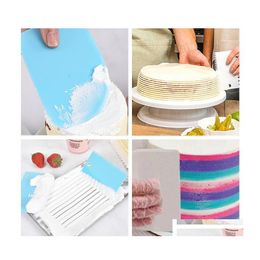Baking Pastry Tools 3Pcs/Set Plastic Dough Knife Icing Fondant Scraper Jagged Edge Plain Smooth Cake Paddle Spatas Drop Delivery H Dhikw