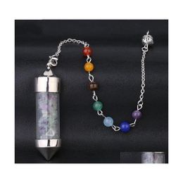 Pendant Necklaces Glass Mini Wishing Bottle Seven Chakra Divination Dowsing Cone Point Pendum Yoga Pendants Amet Wicca Pendo Meditat Dhbkh