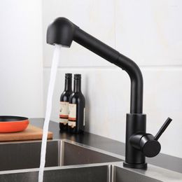 Kitchen Faucets 304 Stainless Steel Cold Water Mixer 360 Rotatable Black Save Tap Faucet With 2 Functions Pull Out Sprayer