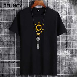 Men's T-Shirts JFUNCY 2022 Summer Cotton Man T Shirt Plus Size Tee Shirts Fashion Harajuku Sun Printing T-Shirts Breathable Men Tshirt Tops Y2302