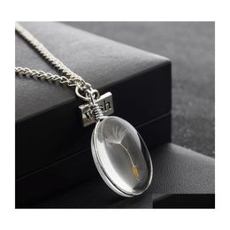 Pendant Necklaces Fashion Jewelry Diy Oval Glass Dandelion Necklace Wish Chain Drop Delivery Pendants Dhfdy