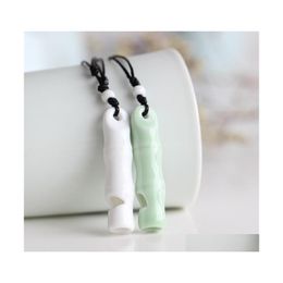 Pendant Necklaces Pendants Jewelryfashion Design Womens Beautif White/Blue/Green China Porcelain Whistle Simple Gift Necklace 6Pcs D Dhfts