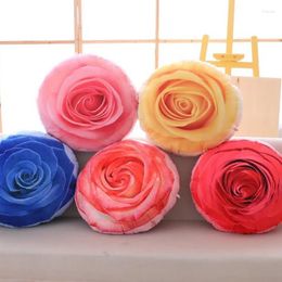 Pillow Creative 3D Rose Floral Printed PP Cotton Office Chair Back Sofa Throw Soft Decorative Pillows