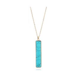 Pendant Necklaces Crystal Natural Stone Necklace Fashion Baguette 10 Colour Decoration Party Gift With Chain 420 Q2 Drop Delivery Jew Dhkds