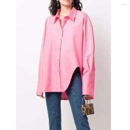 Women's Blouses Style Long Sleeve Turn Down Collar Blouse Women Irregular Casual Lady Shirt Spring Top Coat