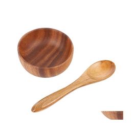 Bowls Set Wooden Vegetable Serving Bowl Fruit Storage Usef Salad Drop Delivery Home Garden Kitchen Dining Bar Dinnerware Dhz5I