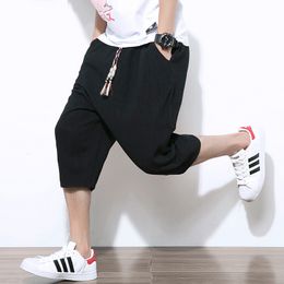 Men's Pants Cotton Linen Baggy Wide Leg Hanging Crotch Hip Hop Bloomers Cross Cropped Sports 230202