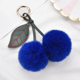 Keychains Fake Fur Key Chain Fashion Cute Cherry Keychain For Women Lover Car Bag Pendant Jewellery Girl GiftKeychains KeychainsKeychains Forb