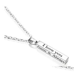 Pendant Necklaces I Love You Always Necklace Stainless Steel The Wishing Column Letter Gold Chains Lovers Couple Jewellery Gift Drop D Dh0Dw