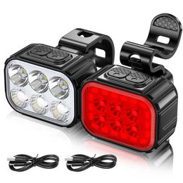 Lights Light Q6 LED Front Rear lights USB Charge Headlight Cycling Taillight Bicycle Lantern Bike Accessories Lamps 0202