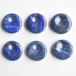 Pendant Necklaces High Quality Natural Lapis Lazuli Gogo Donut Charm Beads For Jewellery Accessories Making Wholesale 6pcs/lot