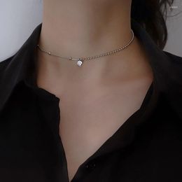 Choker Silver Colour Collar Short Necklaces Round Clavicle Chain Lucky Necklace Women Jewellery Accessories