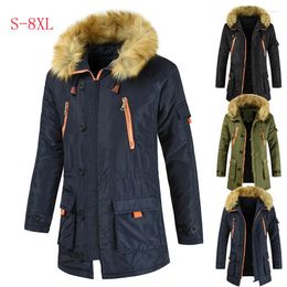 Men's Down Parka Jacket Mens Coats With Fur Hood Winter Warmth Thicken Casual Outwear Coat