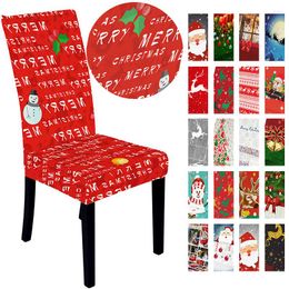 Chair Covers Year Xmas Spandex Slipcover For Dining Room Banquet El Christmas Cover Stretch Elastic Big