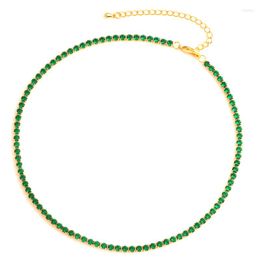 Choker Emerald Green CZ Tennis Necklace For Women Luxury Temperament Female Wedding Trend Neck Accessory Party Jewellery