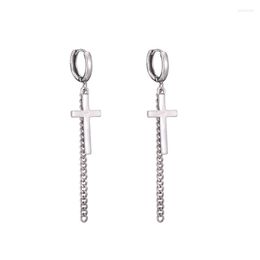 Backs Earrings 925 Sterling Silver Female Sweet Cross Earring Excellent Elegant Long Chain For Girl Woman Fashion Temperament Jewelry