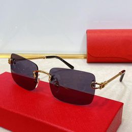 black sunglasses Buckle mens designer temple Head Composite Metal Rimless Optical Frame Rectangle Gold Luxury Sunglasses for women Sunshade glasses