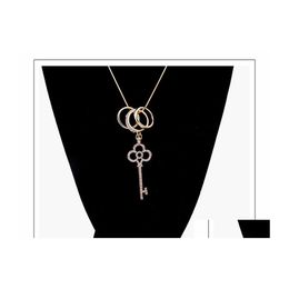 Pendant Necklaces Statement For Women Chic Jewelry Copper Zircon Rhinestone Key Charms Pendants Necklace Drop Delivery Dhgpz
