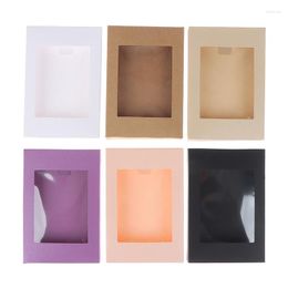 Gift Wrap 5pcs Mixed Colour Kraft Paper Box Romantic Wedding Transparent Window Candy Chocolate Biscuit Packaging