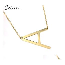 Pendant Necklaces Arrival 26 Letters Initial Necklace Sier Gold Colour Alphabet Women Kolye Collier Friends Family Name Jewellery Drop Ot7Oe