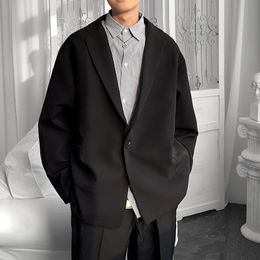 Men's Suits Blazers Luxury Classic Black Blue Khaki Japan Style Men'S Casual Blazers Autumn Spring Fashion Brand Loose Long Suit 230202
