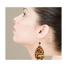 Dangle Chandelier Bohemian Fashion Jewellery Womens Leather Earrings Rhinstone Leopard Horse Hair Waterdrop Earring Drop Delivery Dhq2C