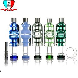 Smoking Accessories Corloed Nectar Collect Cooling Oil Inside Clear Glass Bowl a 510 Screw Joint Stainless Steel Tip for Dab Rig Water Pipes 2109