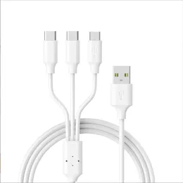 3 in 1 USB Cables Fast Charging Braided Cord Multi Function Adapter for XIAOMI OPPO VIV0 Huawei Samsung S21 S20 S10 S8 S7 V8 Micro Charger Android Phone Cable Type C 1.2m