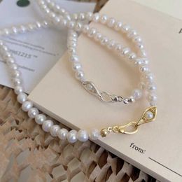 Pendant Necklaces Silvology Real 925 Sterling Silver Natural Freshwater Pearl Choker Necklace for Women Elegant Clavicle Necklace Simple Jewellery G230202