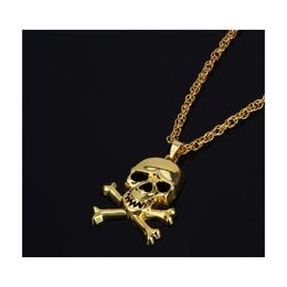 Pendant Necklaces Skl Necklace For Men/Women Halloween Chain Mens Punk Jewelry Gift Gold/Sliver Very Color Drop Delivery Pendants Dh29P