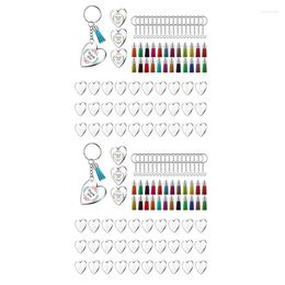 Keychains 180Pcs Acrylic Discs Clear Heart Keychain Blanks Charms And Colourful Tassel Key Rings For DIY Crafts Jewelry Making