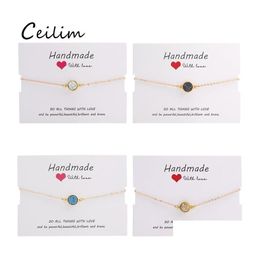 Charm Bracelets Handmade Crystal Round Resin Druzy Bracelet Colorf Natural Stone Bangles For Women Gold Friendship Jewelry Gift With Otmhv