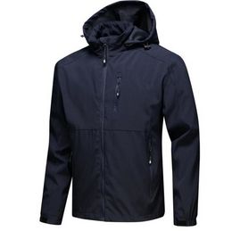 Jaqueta casual masculina de manga comprida, corta-vento, zíper, jaqueta à prova d'água, rosto norte, casacos com capuz, roupas