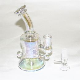 6.1inches Hookahs Glass Bong Dab Rig Water Pipes Recycler Glass Bubbler Heady Mini Oil Rigs with 14mm Bowl