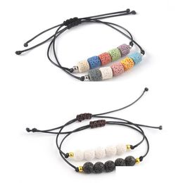 Beaded Chakra Colorf Lava Stone Bead Strand Bracelet Diy Essential Oil Per Diffuser Rope Braided Lover Friendship Bracelets Dhgarden Dhsmo