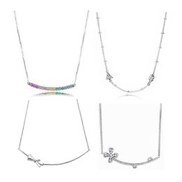 Pendant Necklaces 925 Sterling Silver Fashion Charm Sexy Clavicle Chain Bow Arrow Flower Coloured Zircon Birthday Gift Korea Japanese Style Women's G230202